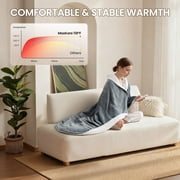 MaxKare 50 x 60 Electric Throw Blanket with 6 Heating Levels & 1-5H Auto-off, Machine Washable Flannel & Sherpa, Gray & White