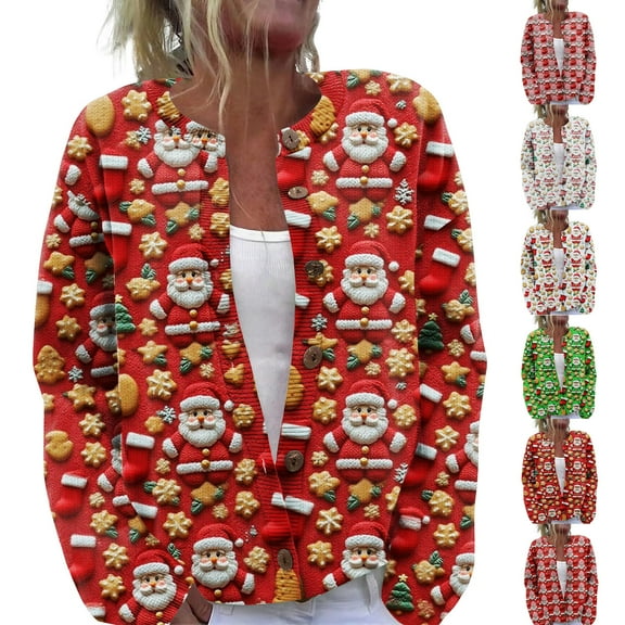 Women's Cute Fun Christmas Sweater Long Sleeve Knitted Sweater for Fall and Winter, Festive Holiday Wear, Perfect as Christmas Sweaters for Women and Christmas Gifts,Green,Size L