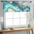 thumbnail image 2 of Abstract Marble Valance Curtains for Kitchen/Living Room/Bathroom/Bedroom Window, Rod Pocket Small Topper Half Short Window Curtains Voile Sheer Scarf, Turquoise Abstract Golden Foil Texture 54"x18", 2 of 8