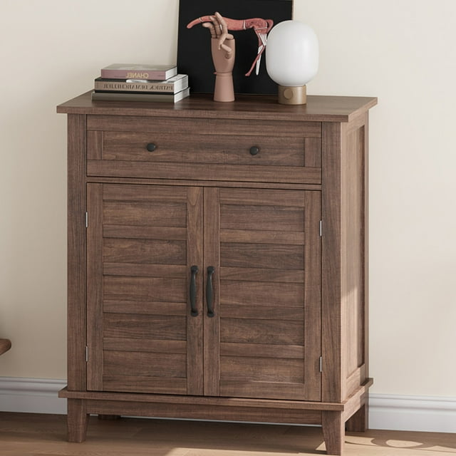 Farmhouse Sideboard with 3 Adjustable Shelves & Large Drawer, Kitchen Storage Cabinet for Dining Room & Entryway