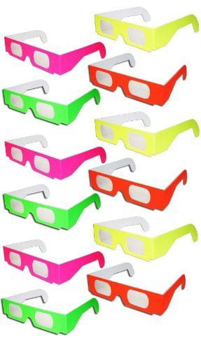 50 pairs 3D Fireworks Glasses Neon Multi Starbursts of Color for Displays 