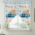 thumbnail image 2 of Blue Plaid Easter Swag Valances for Windows, Kitchen Window Curtains Over Sink, Blue Truck Spring Floral Bunny Rustic Window Treatment Curtains for Living Room/Bedroom Curtains 2 Panel Sets 36"x45", 2 of 8