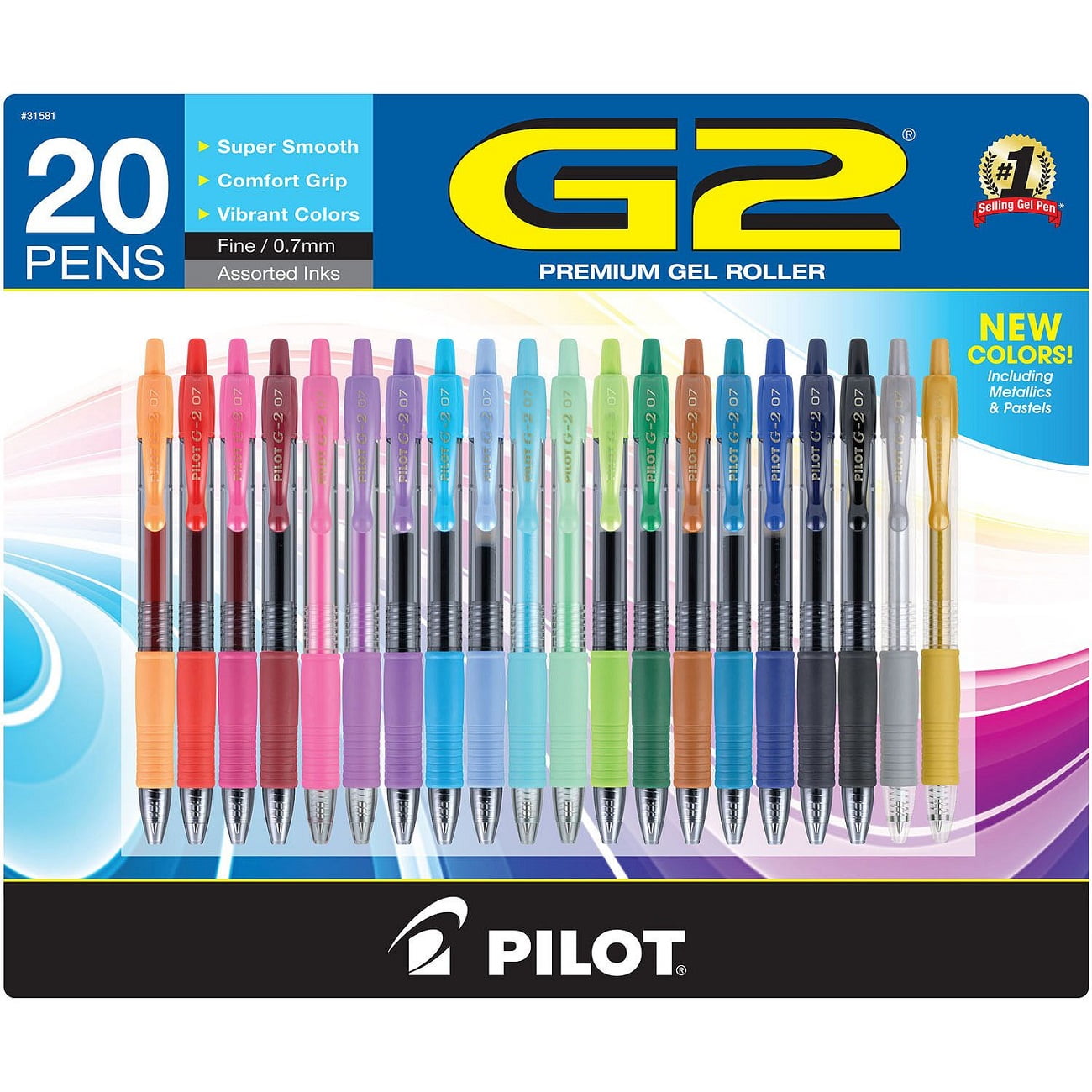 Pilot G2 Retractable GEL Ink Pens in Black Pastel "blue Green Yellow & Pink" 5pk for sale online 