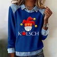 thumbnail image 2 of Mardi Gras Hauts à Manches Longues pour Femmes 2026 Mode Denim Patchwork Col à Revers Chandail en Molleton Graphique, 2 of 2