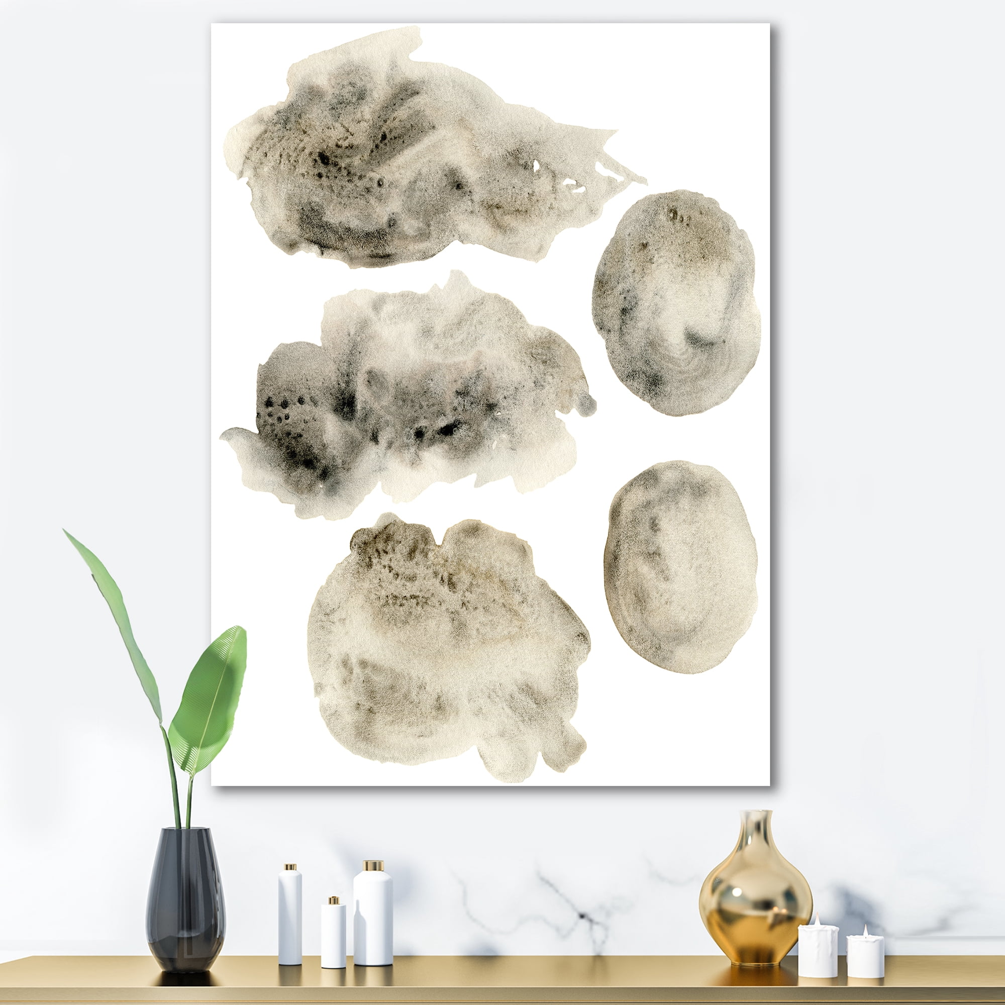 Designart ' Golden Beige and Grey Clouds II ' Modern Canvas Wall Art Print