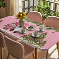 thumbnail image 3 of Pink Gnomes Christmas Table Cloths for 4 Foot Rectangle Tables, Xmas Tree Balls Snowflake Patio Waterproof Elastic Fitted Tablecloths, Washable Rectangular Table Cover for Camping, 3 of 8