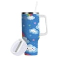 thumbnail image 2 of Cute Rainbow and Cloud Tumbler with Handle and Straw Lid 40 oz Insulated Vacuum Water Bottle Stainless Steel Travel Cup, 2 of 9