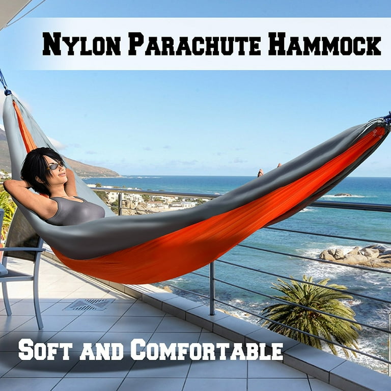 Sunrise Portable Nylon Parachute Hammock Light Travel Camping Hiking Swing Bed Orange Grey