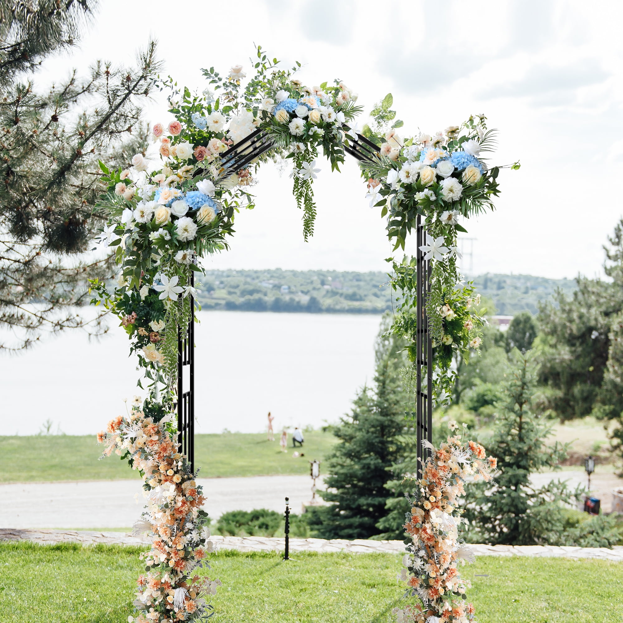 Miniyam Adjustable Metal Garden Arch for Climbing Plants, Durable Powder-Coated Trellis
