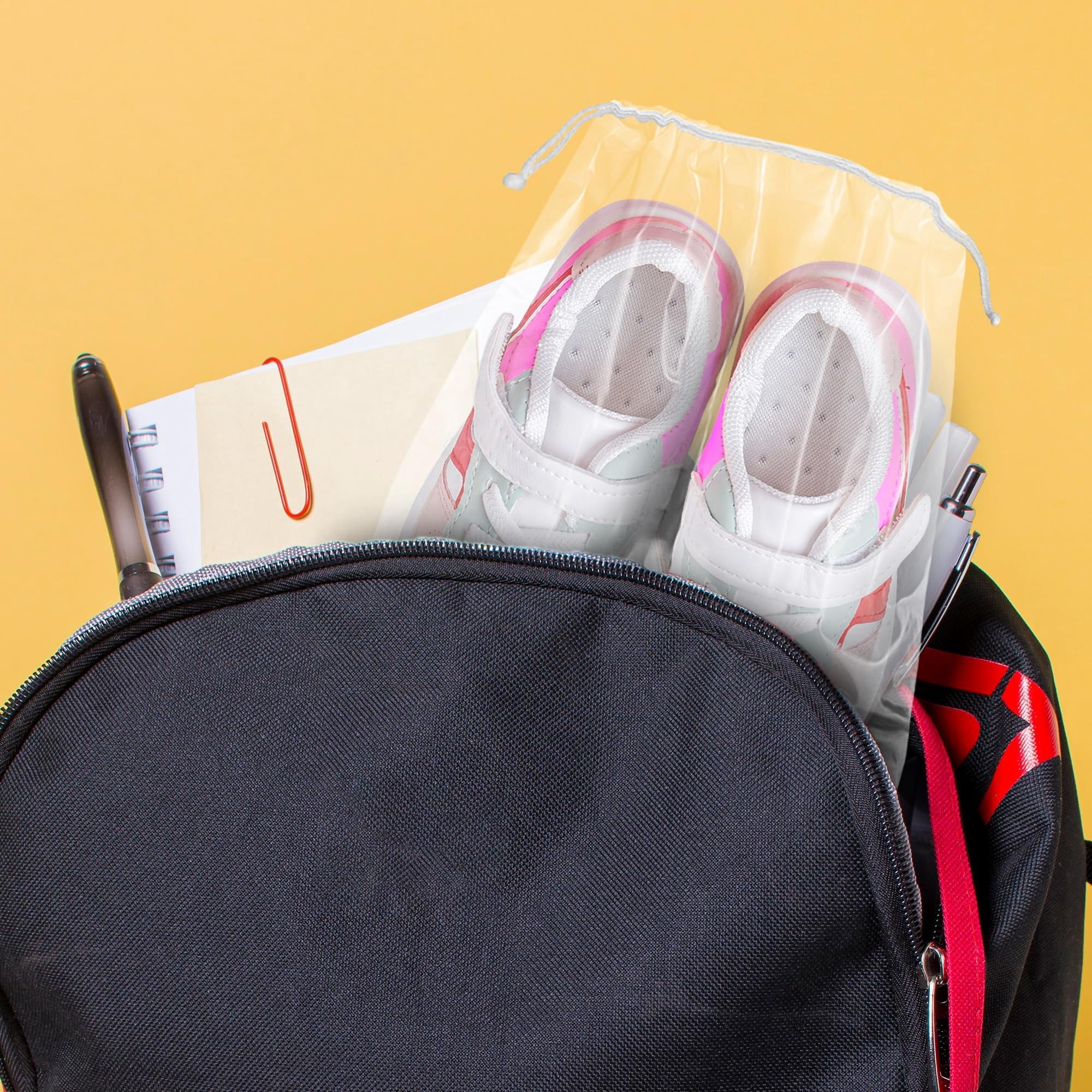 PUREVACY Shoe Bags Travel, Waterproof, Dust, Drawstring, Strong Cotton Drawstrings Clear, 8 x 10 Inches, 1000 Count
