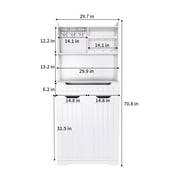 70 Buffet Cabinet with Hutch, Modern Farmhouse Sideboard with 2 Drawers & Barn Doors, Kitchen Storage Buffet for Dining Room, Coffee Bar Station,White