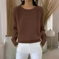 thumbnail image 4 of Lumtrix Sweaters for Women Long Sleeve Tops Soft Knit Crew Neck Pullover Hollow Out Sweater Lightweight Crochet 2026 Fall Clothes Coffee L, 4 of 5