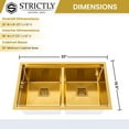 thumbnail image 5 of Strictly Sinks Undermount Workstation Kitchen Sink 32 Inch 16ga Double Bowl Hexagon Texture Gold, 5 of 9