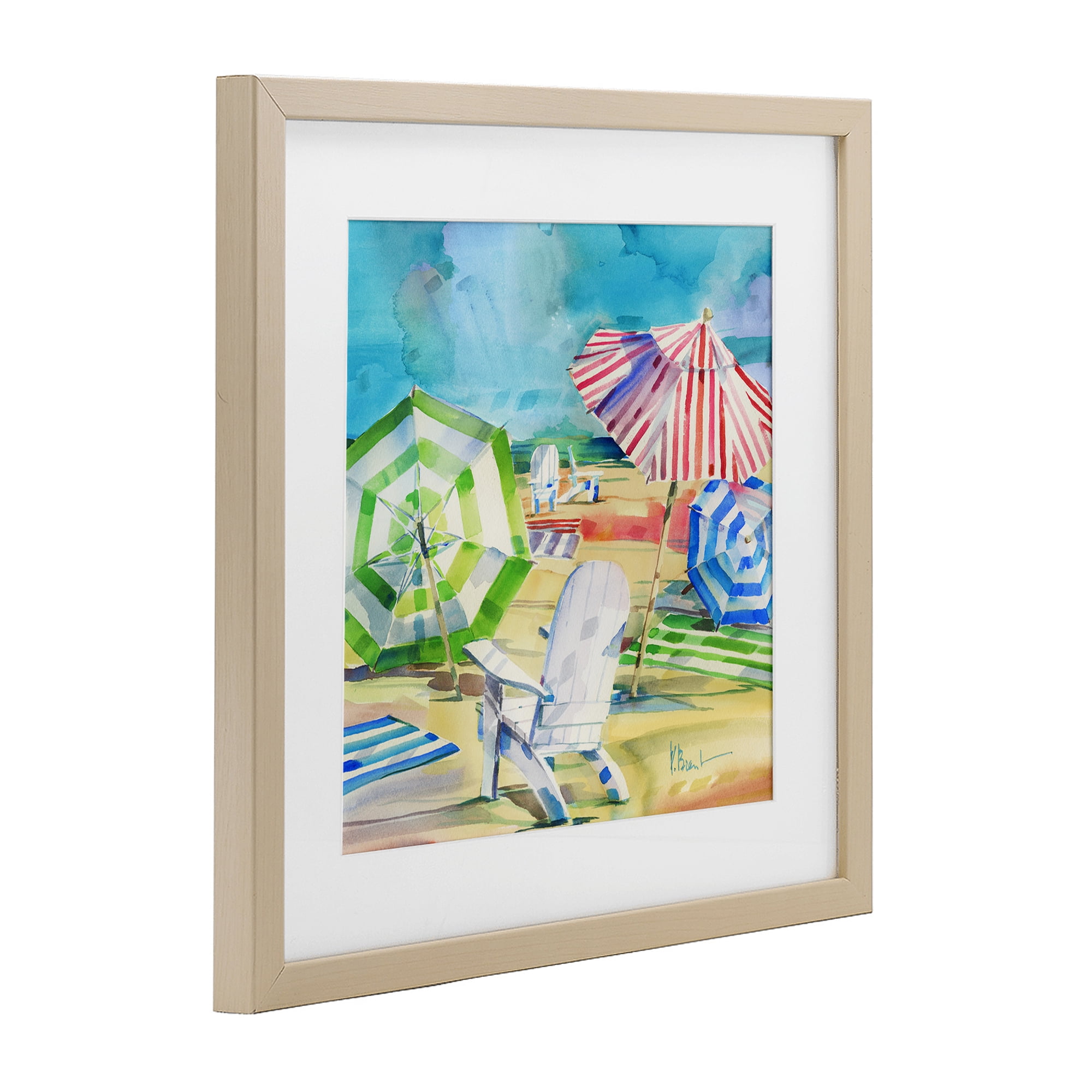 Stupell Industries Ventura Beach Umbrellas Birch Framed Print Under Glass, design by Paul Brent