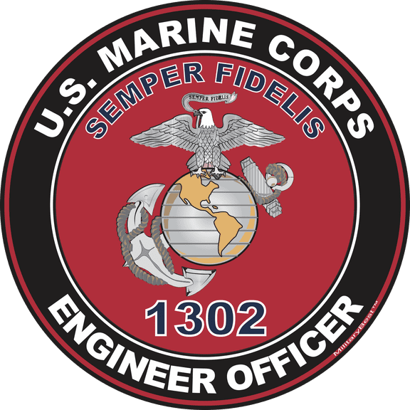 U.S.M.C. MOS 1302 Engineer Officer Decal 3.8" - Red
