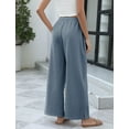thumbnail image 6 of Delayuji Womens Baggy Wide Leg Palazzo Pants Casual Loose Drawstring Elastic Waisted Trousers with Pockets Blue Xxl Cotton and Linen Business Casual Pants for Women, 6 of 6