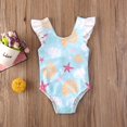 thumbnail image 4 of 0-3Y Newborn Baby Swimsuit Sleeveless Ruffles Backless Beachwear Shell Starfish Print Bathing Suit, 4 of 10