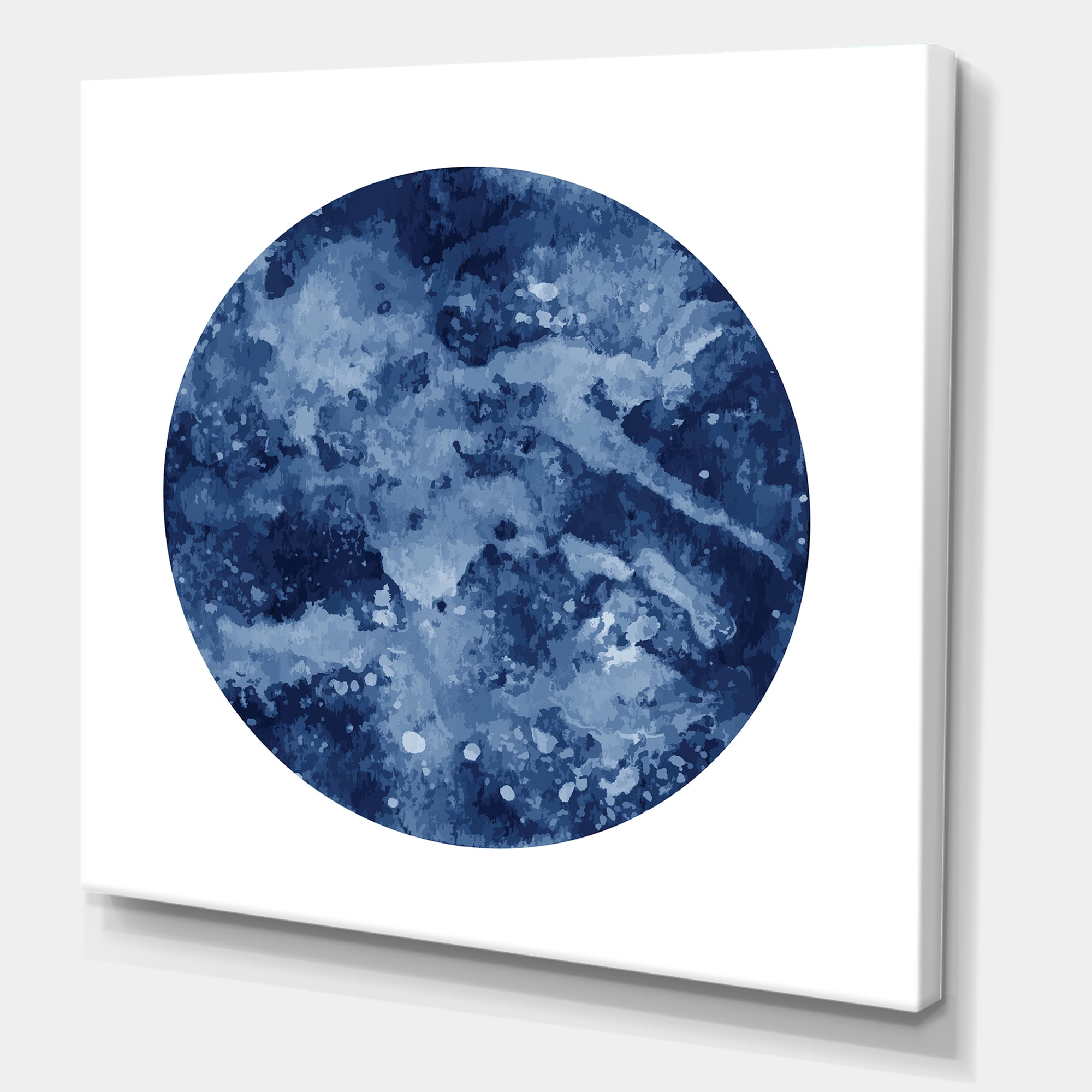 Designart ' Blue Space Galaxy Circle ' Modern Canvas Wall Art Print