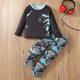 thumbnail image 2 of UAYOTSE Toddler Boys Dinosaur 2 Piece Outfit Long Sleeve Shirt All Over Print Pants Fall Winter Playwear Size 7-8 Years, 2 of 8