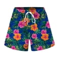 thumbnail image 4 of COMVALUE Women Drawstring Board Shorts Floral Beach Swim Shorts Summer Swim Trunks with Pockets (Orange, XL), 4 of 5