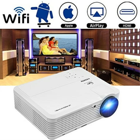 WiFi Projector Wireless Bluetooth, Multimedia Projector 3900 Lumen, LCD LED Home Theater Projector Android 6.0 for Phone iPhone iPad Laptop Blu-ray DVD Player PS3 PS4 Xbox TV HDMI USB VGA AV