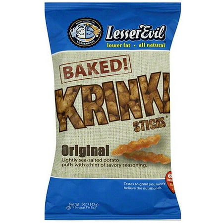 LesserEvil Original Baked Krinkle Sticks Potato Puffs, 5 oz (Pack of 12)
