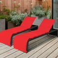 thumbnail image 1 of Gymax Ensemble de 2 Chaises Longues Inclinables de Patio en Rotin Réglables avec Coussin Rouge, 1 of 9