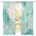thumbnail image 2 of Teal Palm Leaves Sheer Curtains 72 Inches Long, Summer Tropical Plants Botanical Light Filtering Window Curtains for Living Room/Bedroom, Rod Pocket Voile Sheer Curtain Drapes, 52"W x 72"L, 2 Panels, 2 of 9