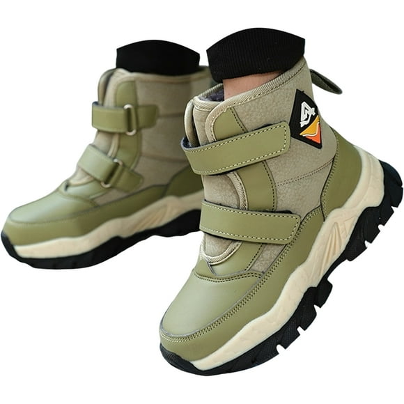 Ymyiu Bottes d'Hiver pour Garçons, Imperméables, Antidérapantes, Chaussures pour Temps Froid, Bottes pour Enfants (Vert, 7-8 Ans)