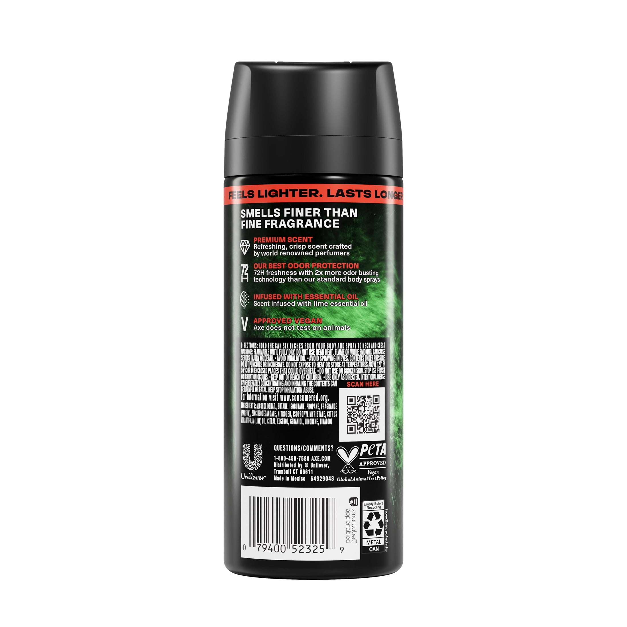 AXE Fine Fragrance Collection Body Spray 72 Hour Freshness Watermelon Freeze Aluminum Free, 2.9 oz
