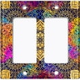 thumbnail image 6 of Metal Light Switch Plate Cover Mandala Yellow Flower Tile Pattern MDL097, 6 of 13