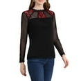 thumbnail image 5 of Allegra K Women's Round Neck Casual Blouses Lace Floral Long Sleeve Chiffon Tops, 5 of 6