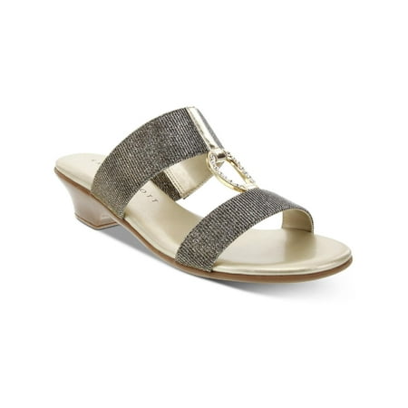 

KAREN SCOTT Womens Gray Ring Hardware Metallic Eanna Round Toe Kitten Heel Slip On Sandals 6.5 W