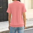 thumbnail image 5 of Womens Polo Shirts Short Sleeve Banded Bottom Business Tops Collared V Neck Casual Dressy Blouses Pink L, 5 of 6