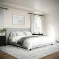 thumbnail image 5 of Martha Stewart Kay King Upholstered Platform Bed with Channel Stitched Wingback Headboard and Cushioned Siderails, Wood Slat Foundation, No Box Spring Needed, Gray, 5 of 11