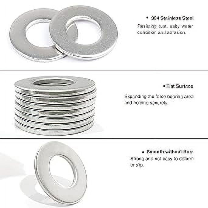 FASTENER TREE M12 Flat Washer 304 Stainless Steel SAE Washer for Screws Bolts 50PCS