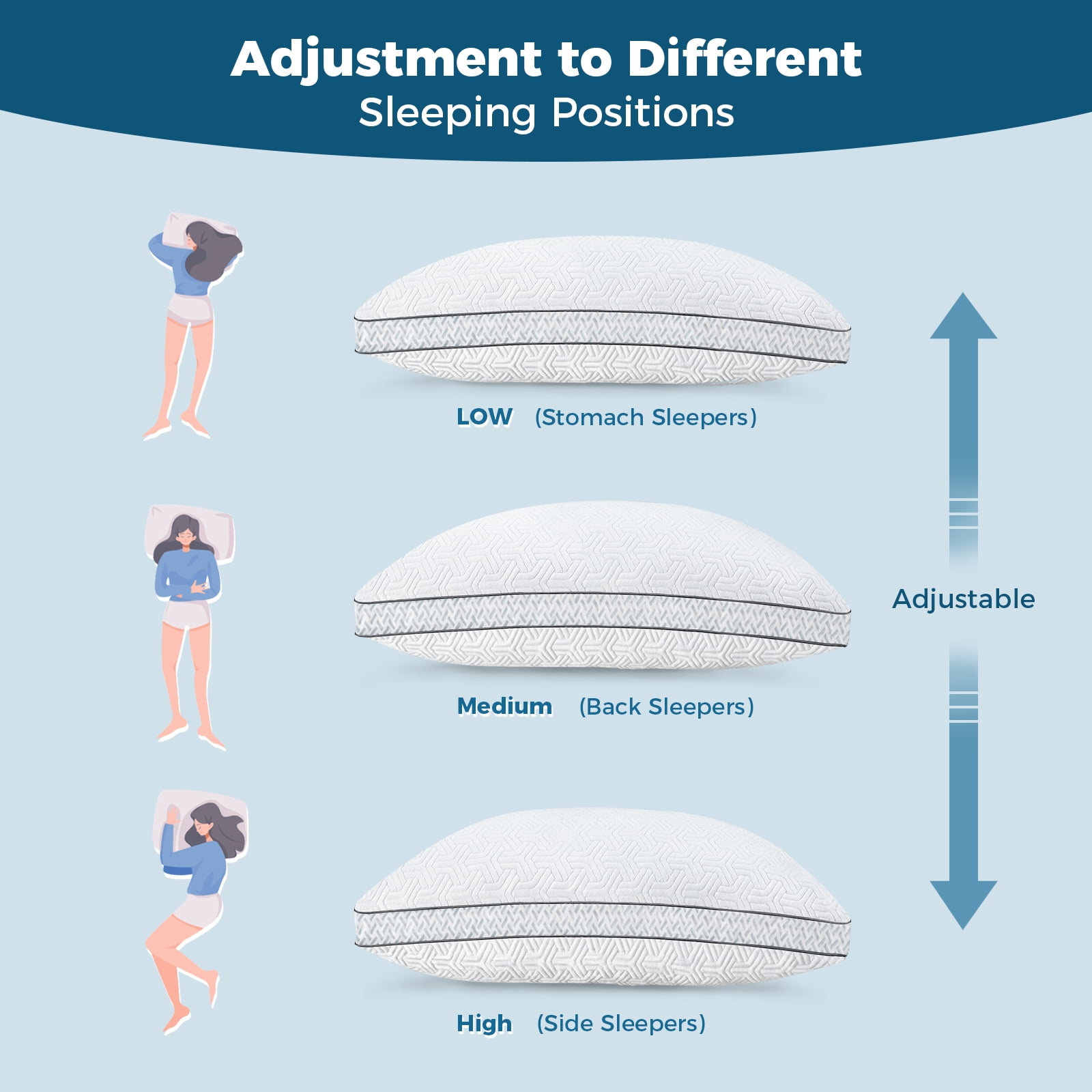 COOKEY Cooling Shredded Memory Foam Pillows Queen Size Set of 2, Adjustable Firm Bed Pillow with Gusset for Side, Back, Stomach Sleepers,20"x30"