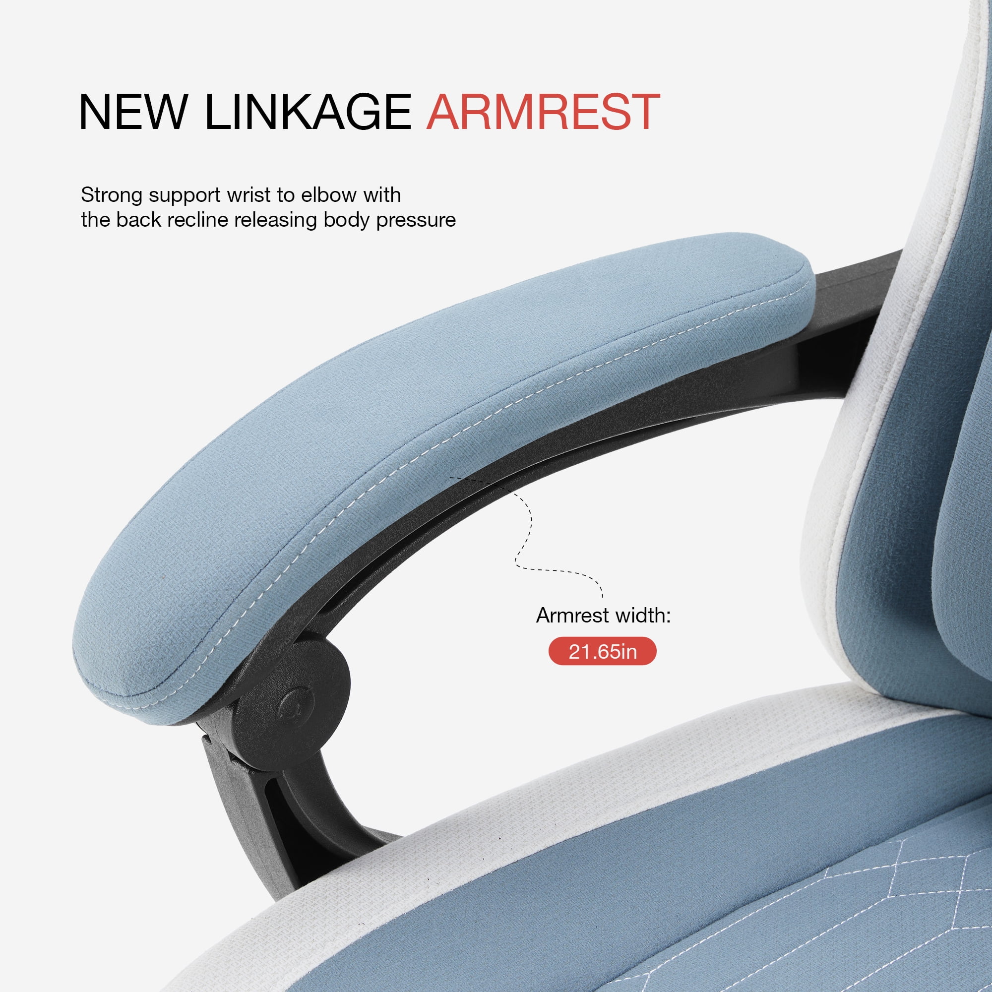 MCQ Computer Gaming Task Chair, High Back Ergonomic with Linkage Armrests, Footrest and Lumbar Support, 360° Swivel Wheels, Blue