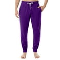 thumbnail image 3 of Men's Drawstring Pocket Cuffed Casual Pants, Solid Color Home Sleep Pants for Gift, Holiday and Relaxing Lounging,Dark Purple,XL, 3 of 9