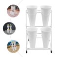 thumbnail image 3 of Flower Display Stand with 4 Pcs Buckets, 2 Tiers Metal Mobile Florist Bouquet Stand for Flower Shop, Wrought Iron Florist Stand for Indoor, Outdoor Patio Garden, Living Room, Florist (White,Black), 3 of 26