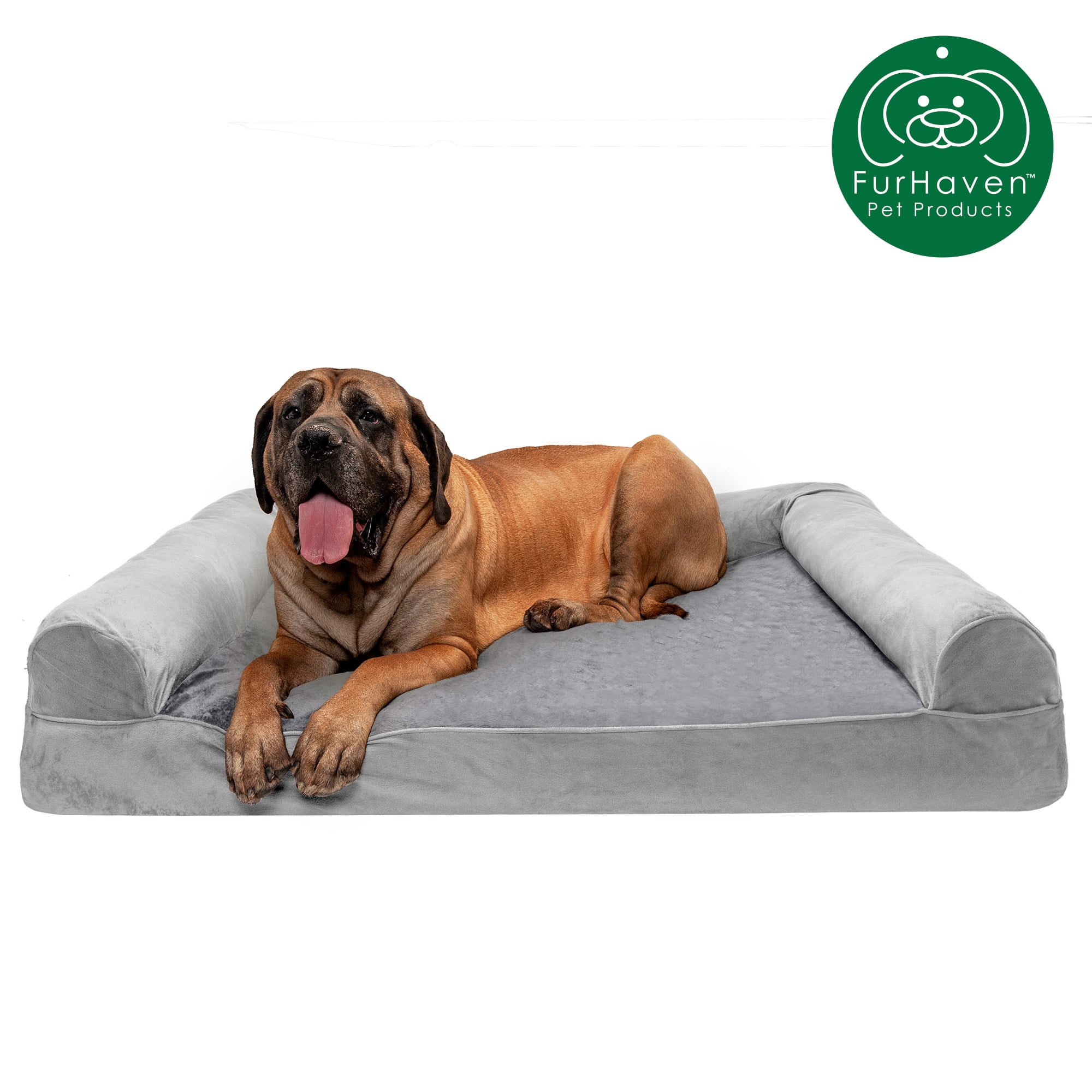 FurHaven Orthopedic Faux Fur & Velvet Sofa Pet Bed for Dogs & Cats