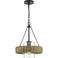 thumbnail image 5 of Pembroke Collection One-Light 18.5" Matte Black Coastal Outdoor Pendant with Mocha Rattan Accents and Seeded Glass Shade, 5 of 11