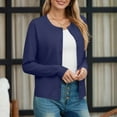 thumbnail image 4 of Posijego Women's Crewneck Cardigan Sweaters Knit Long Sleeve Cropped Cardigans Lightweight Outerwear, 4 of 9