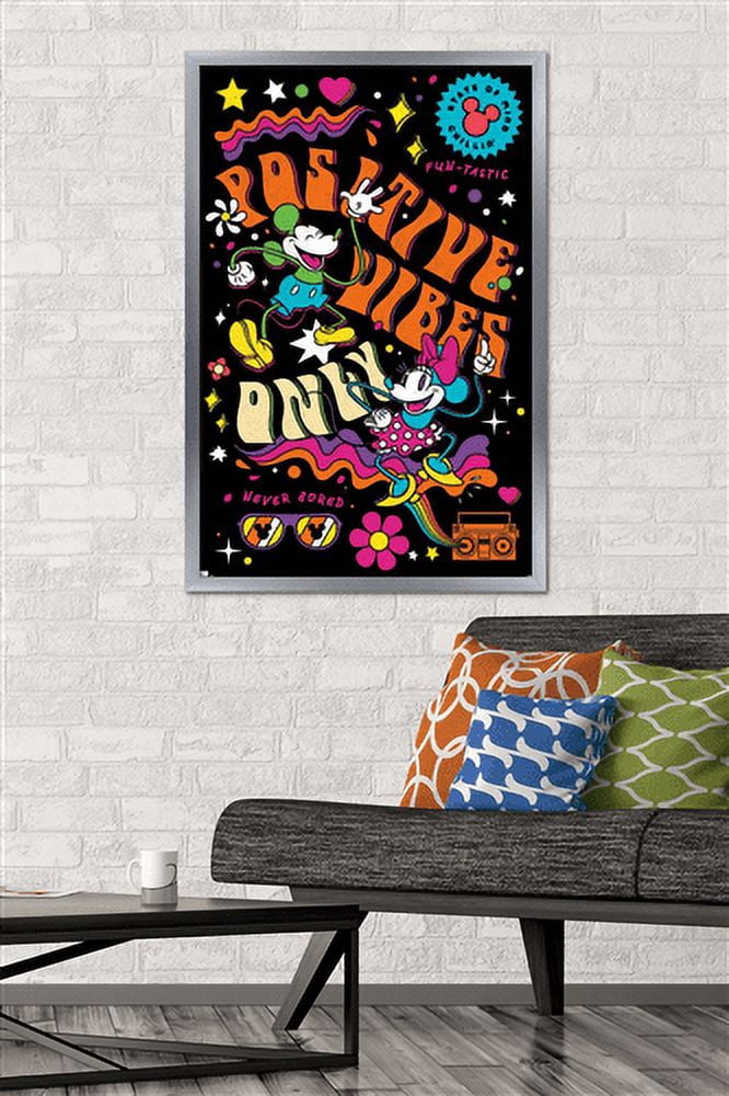 Disney Mickey Mouse - Positive Vibes Wall Poster, 22.375" x 34", Framed