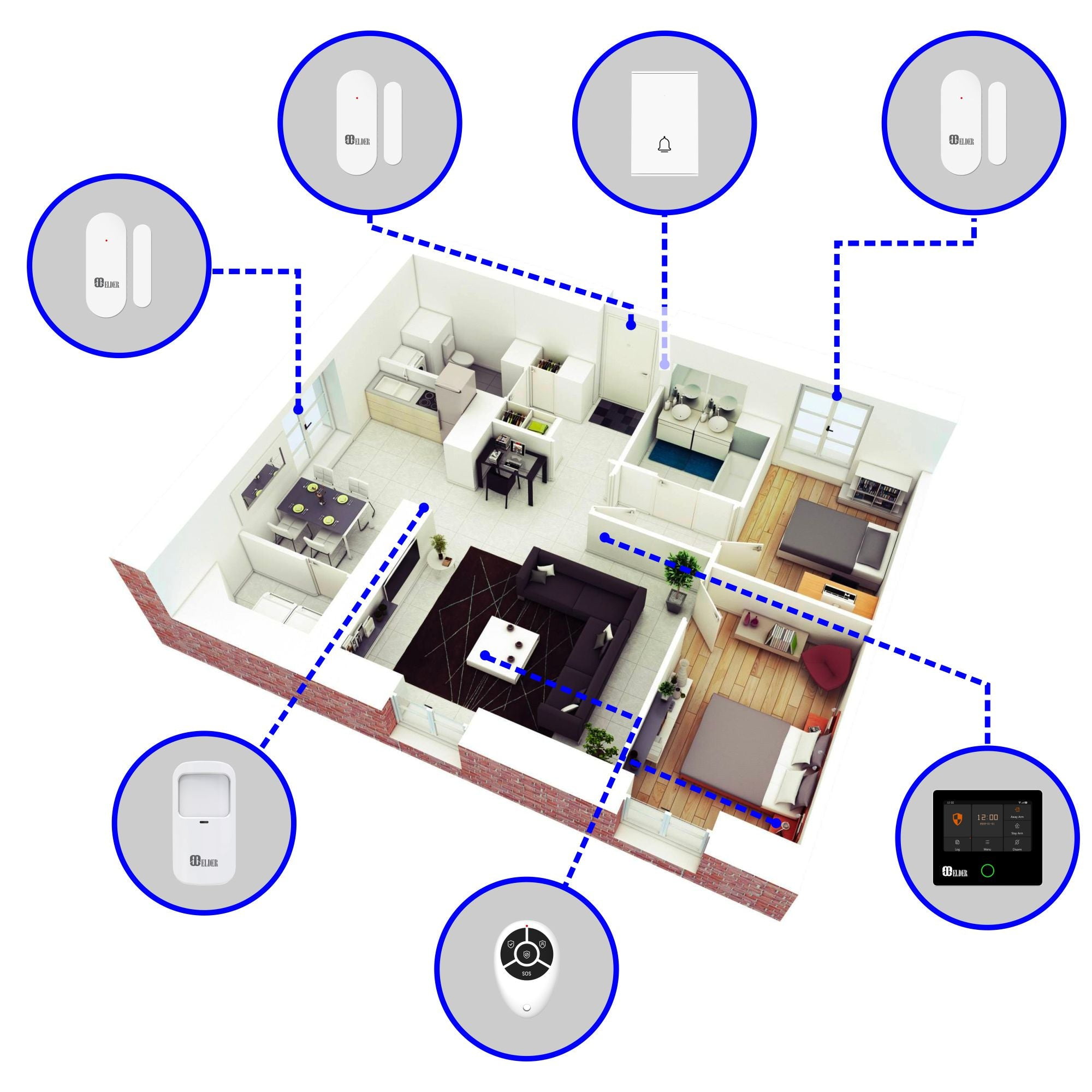 Home Alarm System Security Wireless Smart 8-Piece Kit DIY, WiFi & 4G Touch Panel, Doorbell, Motion & Door Alarm Sensor Security, Smart Home Burglar Alarm System & Business Security, Elder Brand