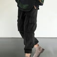 thumbnail image 2 of USNSM Men's Cargo Pants Casual Outdoor Multi Pockets Loose Drawstring Elastic Waist Jogger Straight Leg Pants for Hiking Black XL, 2 of 6