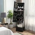 thumbnail image 4 of Costway Jewelry Cabinet Armoire Full Length Mirror Lockable with Bottom Drawer & Wheels Black, 4 of 9