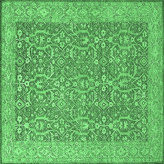 Ahgly Company Indoor Square Oriental Emerald Green Traditional Area Rugs, 5' Square