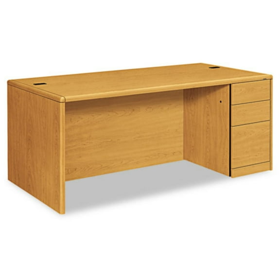 HON 10700 Single Pedestal Desk, Full Right Pedestal, 72w x 36d x 29 1/2h, Harvest