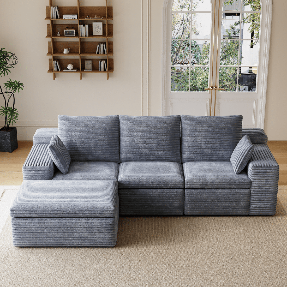 107" Modular Cloud Sectional Sofa Couches, Modern 3 Seat L-Shape Couch with Ottoman and 2 Pillows, Memory Foam Sofa for Living Room Apartment, No Assembly,Gray 107" Modular Cloud Sectional Sofa Couches, Modern 3 Seat L-Shape Couch with Ottoman and 2 Pillows, Memory Foam Sofa for Living Room Apartment, No Assembly,Gray - Image 8